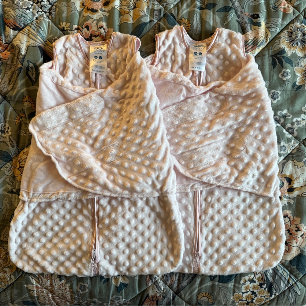 Halo Pink Plush Baby Sleep Sacks Set of 2